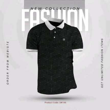 Premium Black Printed Polo T-shirt